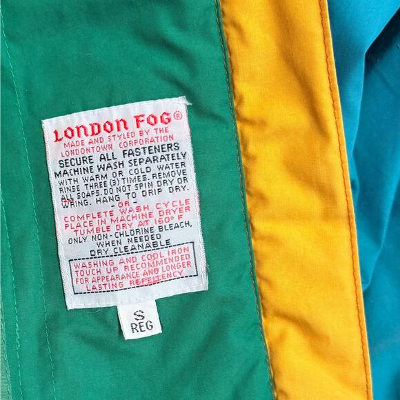Vintage 80s Colorblock Ski Teal London Fog S Jacket Retro Neon Unisex Oversized - Picture 5 of 8